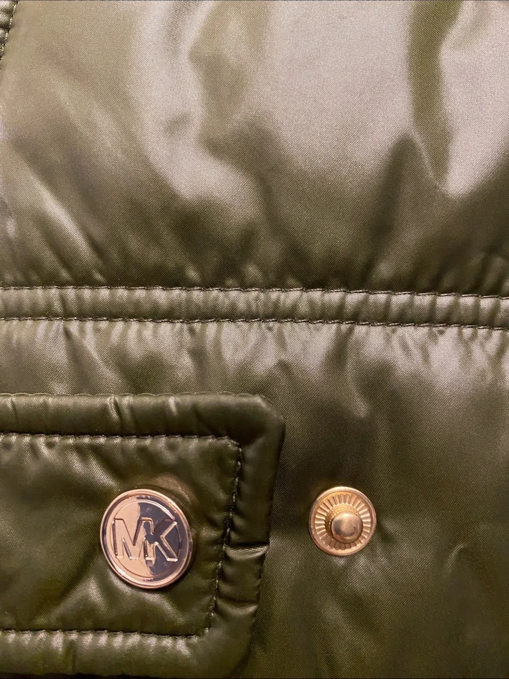 NWT Michael Kors Mixed Media Hooded Quilted Jacket Olive Green Plus Size 3X
